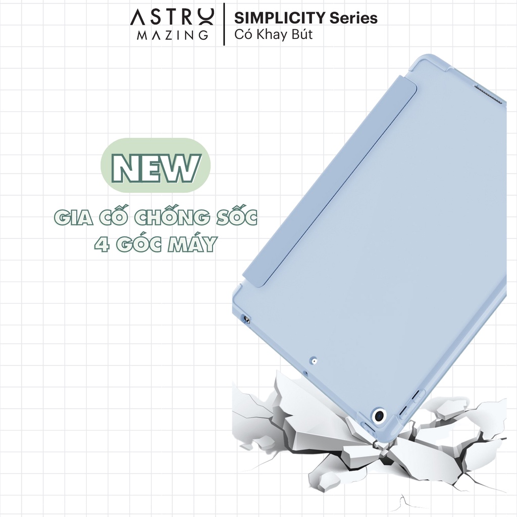 [Cho Pro 12.9] Cover bao da AstroMazing Basic màu Pastel có khay bút chống ố chống bẩn cho iPad Pro 12.9
