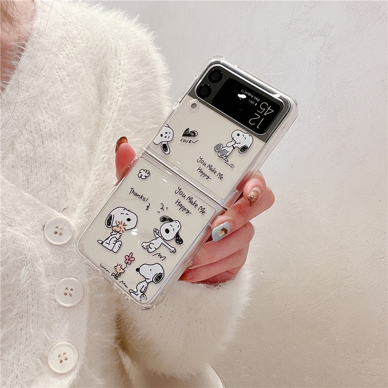 Ốp Điện Thoại Cứng Trong Suốt Chống Sốc In Hình Snoopy Hoạt Hình Cho Samsung Galaxy Z Flip 4 3 Samsung Galaxy Z Flip3