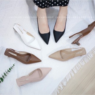 Giày Sandal Moa Moe Slingback Mũi Nhọn Gót Dẹp Cao 4p