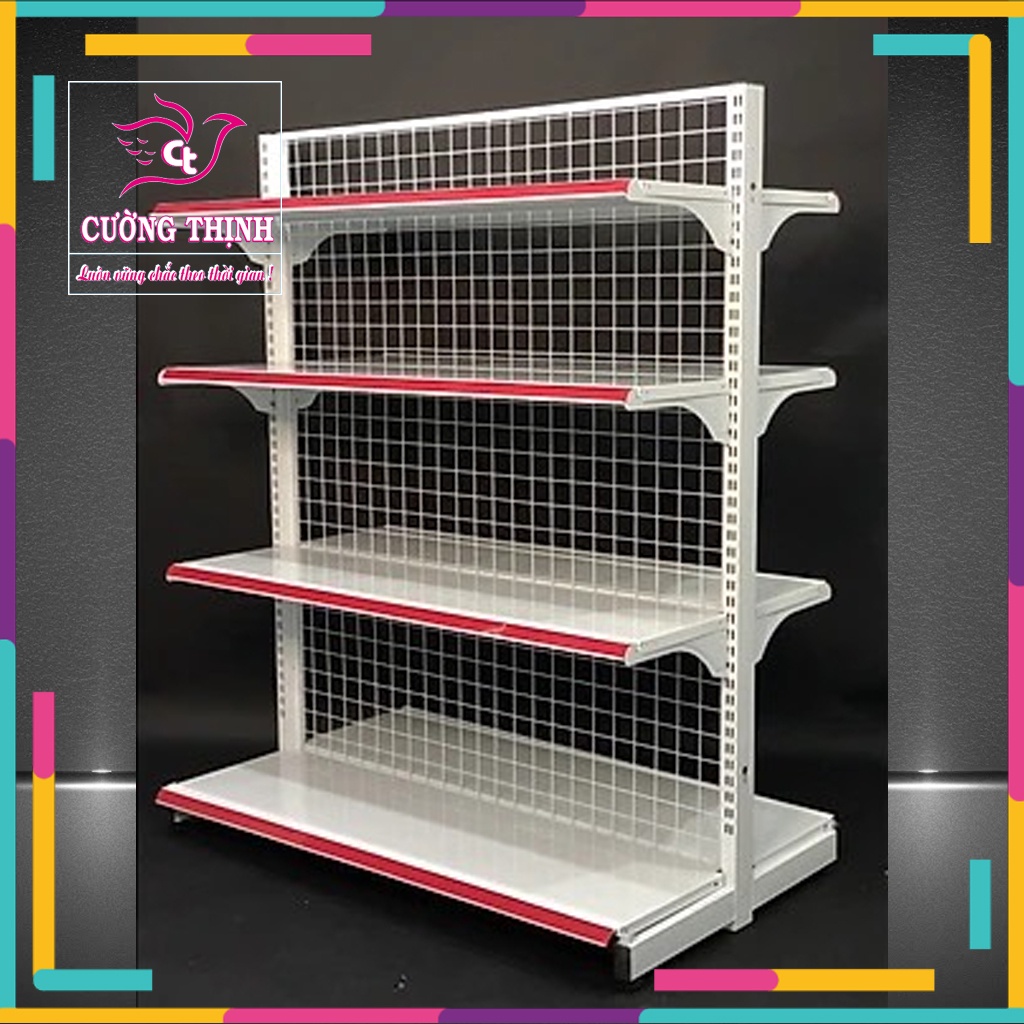 Kệ đôi siêu thị ( Cao 1m5 x dài 1m2 x rộng 70cm) x 4 tầng giá rẻ
