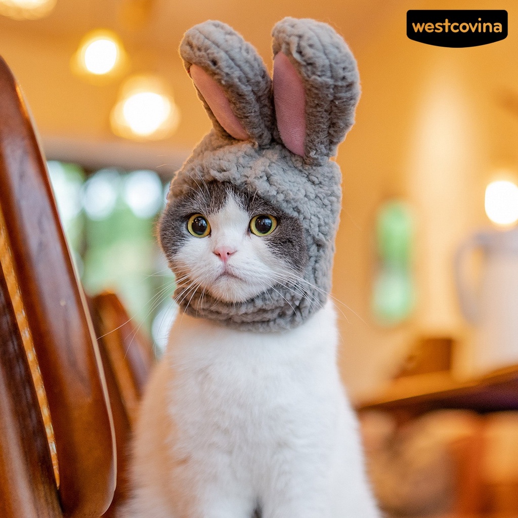 [COD]♘Mũ Tai Thỏ Bằng Vải Bông Mềm Mại Trọng Lượng Nhẹ Quyến Rũ Dành Cho Mèo Cưng