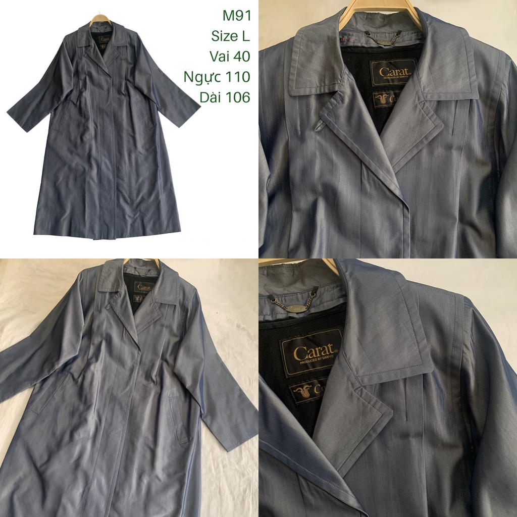 Áo khoác trench coat M91 cài cúc giấu có độn vai dáng dài 2 lớp dày dặn 2hand Hàn si tuyển ảnh thật