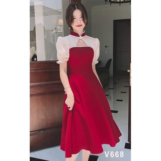 Đầm phối voan tơ đính cườm tuyệt phẩm sang chảnh quyến rũ