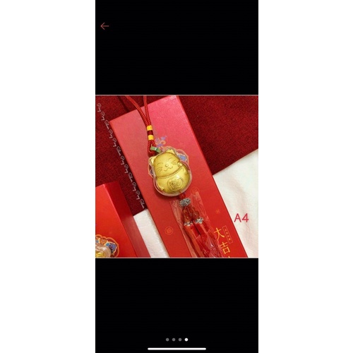 Dây Khánh Treo Xe Ô Tô Mèo Thần Tài May Mắn Maneki Neko Màu Vàng.