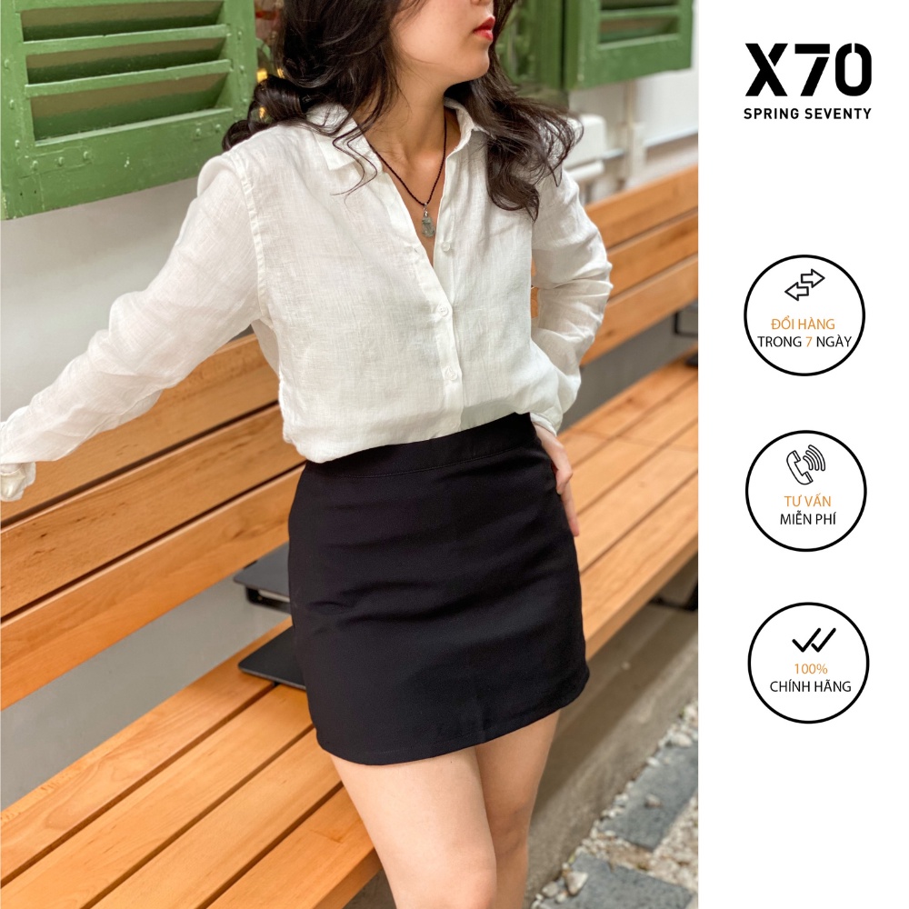 Áo Sơ Mi Linen Nữ Tay Dài Trơn Thiết Kế Thời Trang X70 - 01620001