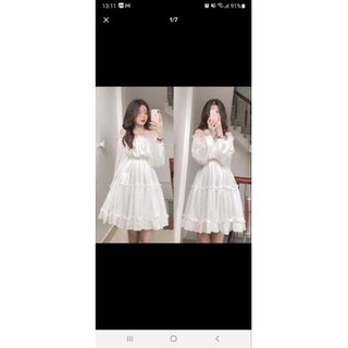 Váy BBD trễ vai tay chun(Tặng kèm Son)
