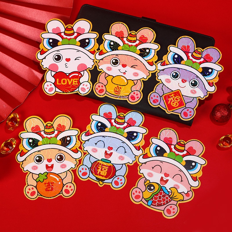Set 100 Bao Lì Xì Mini Họa Tiết Thỏ Hoạt Hình Sáng Tạo Màu Đỏ Dành Cho Trẻ Em 2023