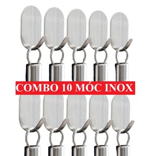 Bộ 10 Móc Dán Tường Inox 304 Treo Đồ Đa Năng, Móc Dán Tường Gạch Men, Kính, Đá - Keo 3M Siêu Chắc (Móc Hook)