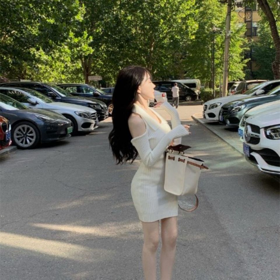 Đầm Dệt Kim Trễ Vai Dáng Ngắn Thời Trang Mùa Thu Hàng Bán Chạy Phong Cách Mới Dành Cho Bạn Nữ Nar