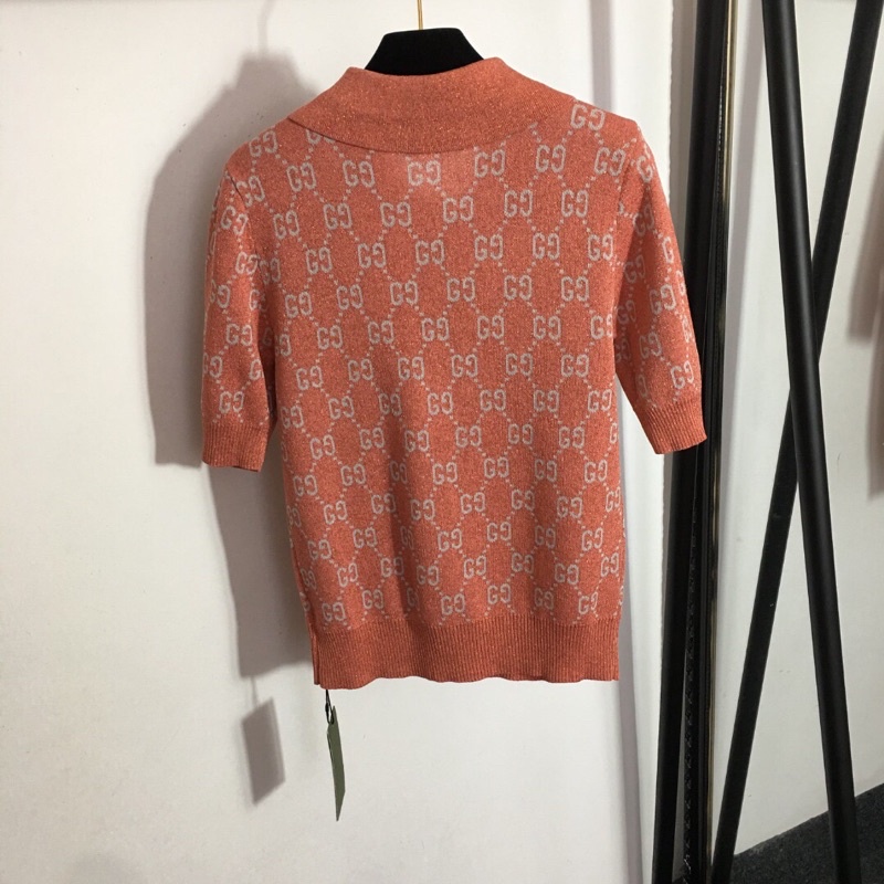 Áo len nữ ngắn tay có cổ chữ G đôi Gucci GC cao cấp