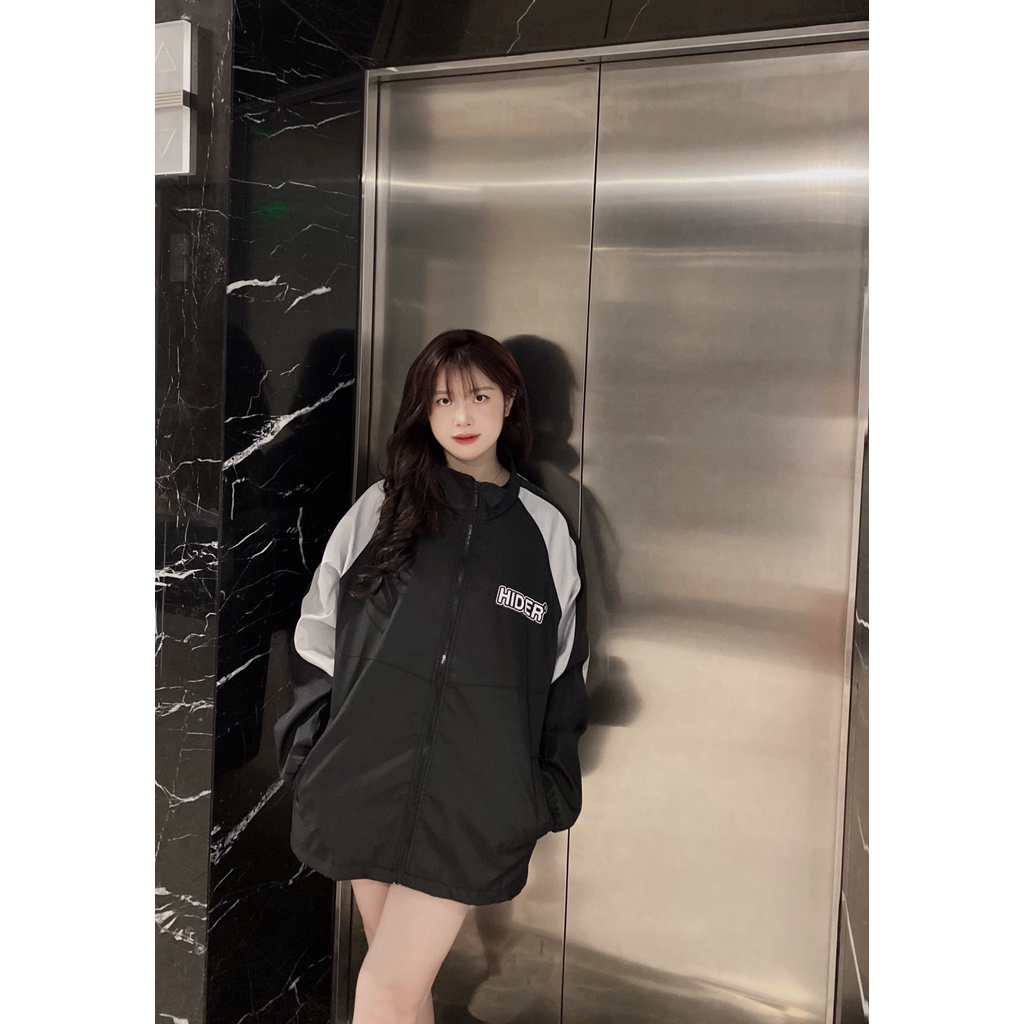 Áo khoác Jacket HIDER Tay Xám Unisex Nam Nữ Chất Dù 2 Lớp