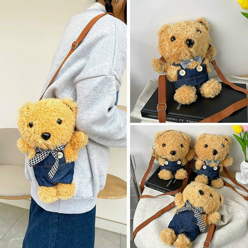 Túi Đeo Chéo Nhỏ Hình Chú Gấu Nâu Hoạt Hình Dễ Thương Cho Nữ