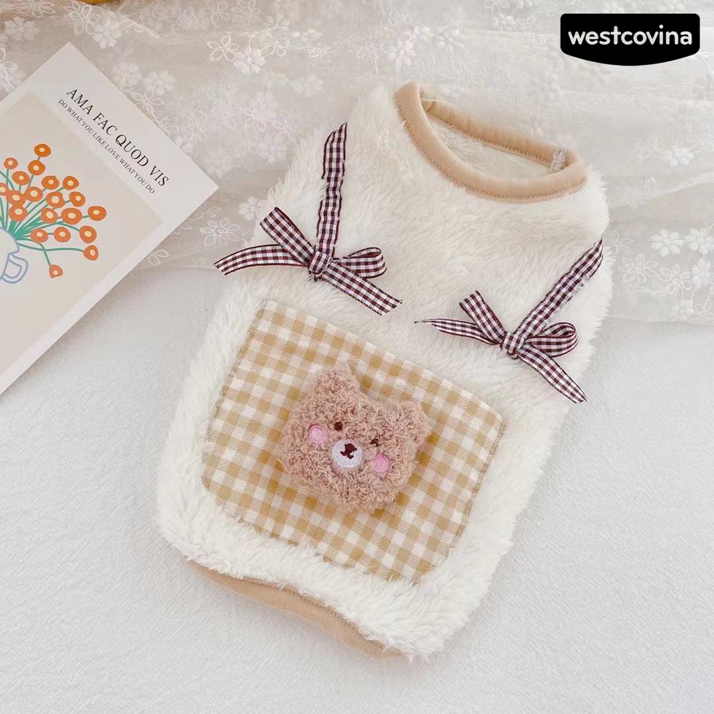 [Hot]♝Áo Mặc Dày Mềm Mại In Họa Tiết Gấu Dành Cho Thú Cưng