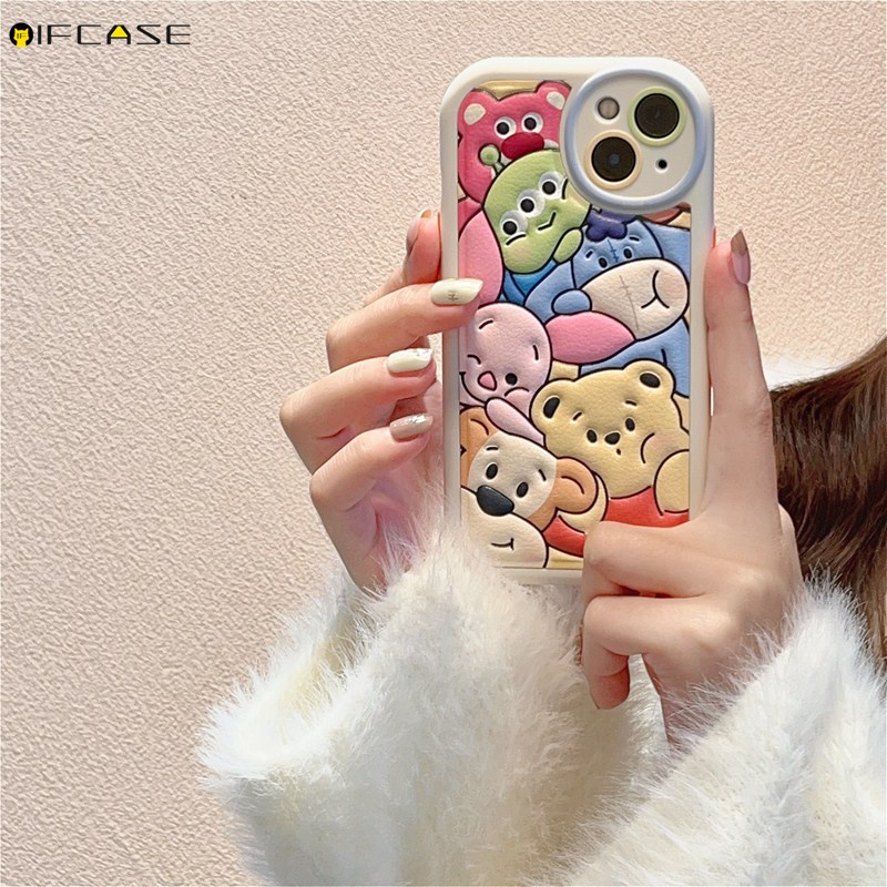 Ốp Điện Thoại Da Họa Tiết Gấu Pooh / Heo / Hổ 3D Dễ Thương Cho iPhone 14 Plus 13 12 11 Pro Max