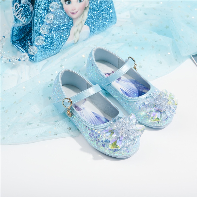Giày búp bê công chúa Elsa đính đá cao cấp êm chân bé