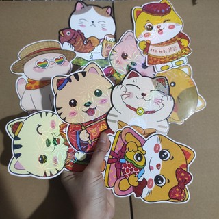 Bao lì xì tết 2023 hình mèo dễ thương, combo 10 lì xì hình con vật chibi