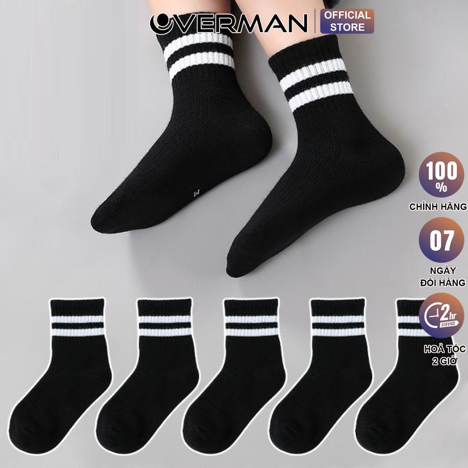 Tất Vỡ nam Cao Cổ cao cấp Cổ Cao Unisex kẻ ngang kiểu Hàn Quốc Dệt Kim TAT01 - OVERMAN