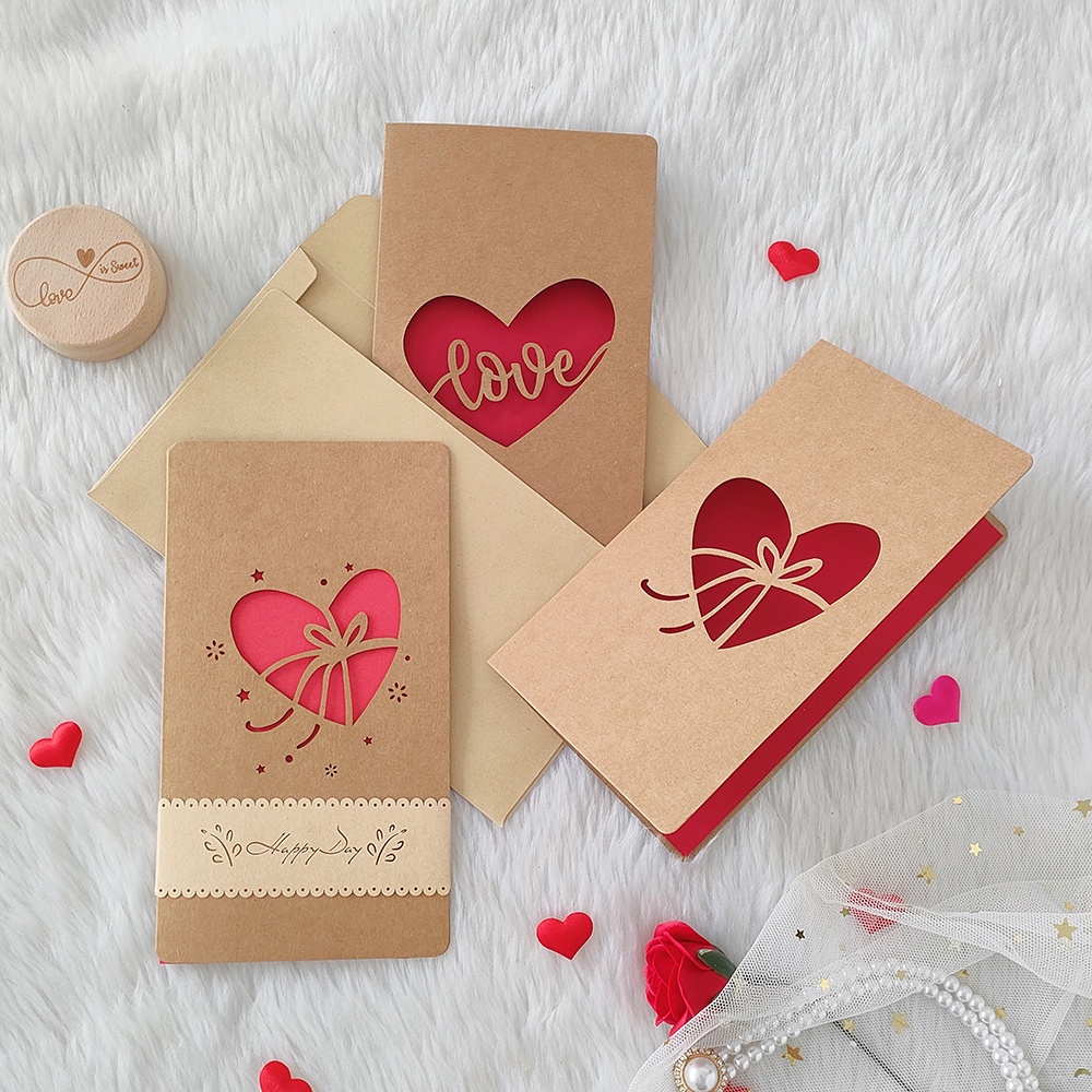 Thiệp Chúc Mừng Ngày Valentine / Sinh Nhật / Sinh Nhật / Doanh Nhân / Chúc Phúc / Ngày Của Mẹ Hình Trái Tim Có Thiệp Cảm Ơn Kèm Nhãn Dán