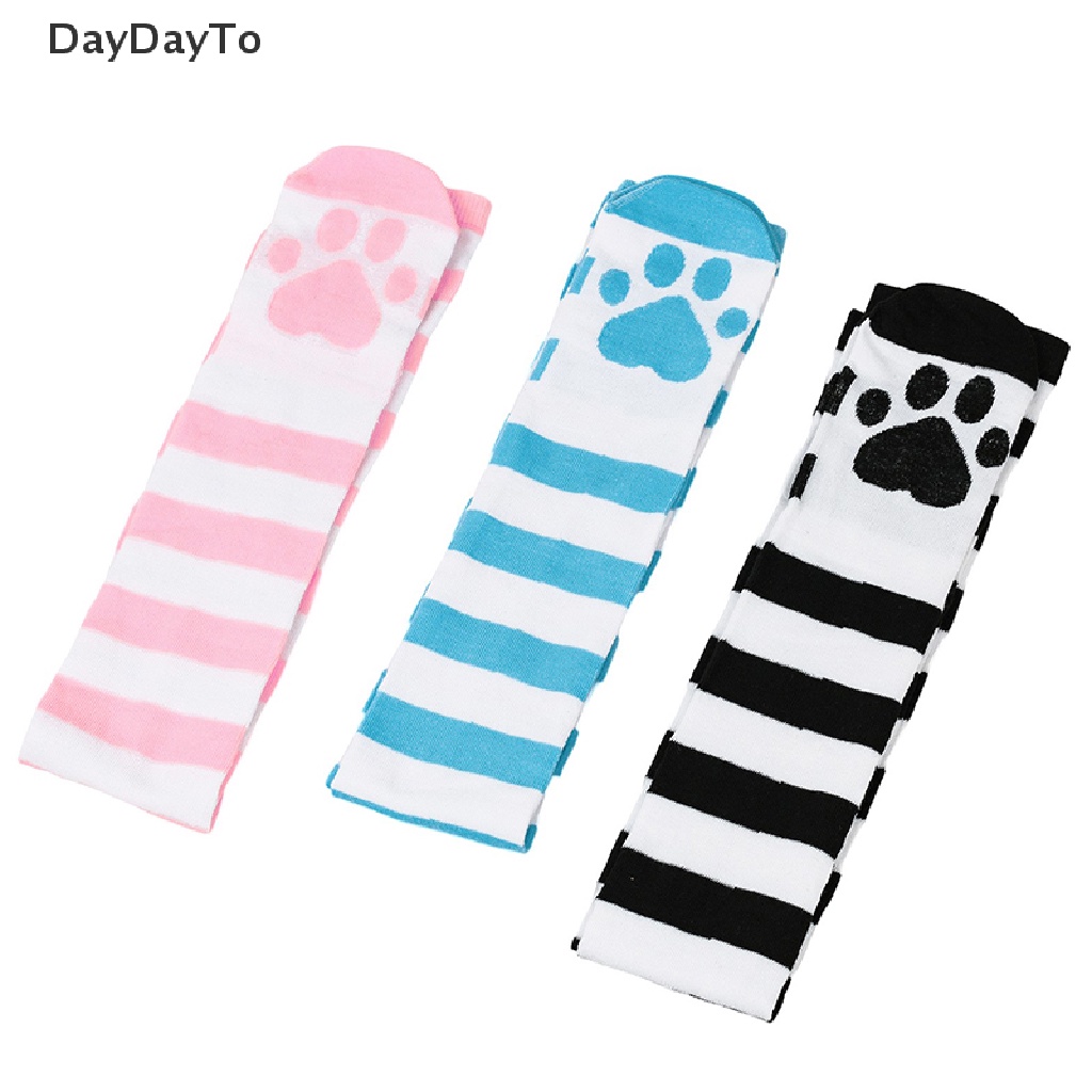 1 Đôi Tất Dài Qua Gối Họa Tiết Chân Mèo Dễ Thương Phong Cách Lolita