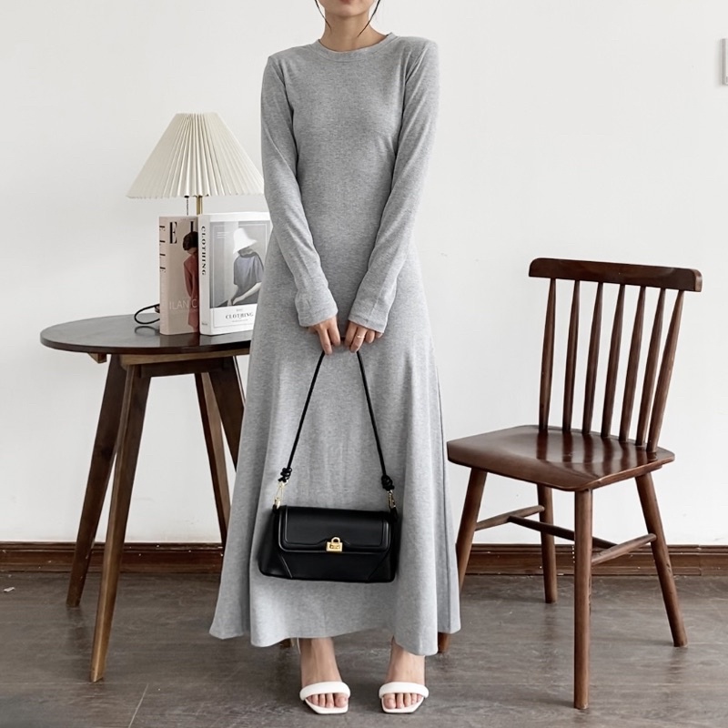 ĐẦM THUN DÀI TAY BASIC | lim.studio