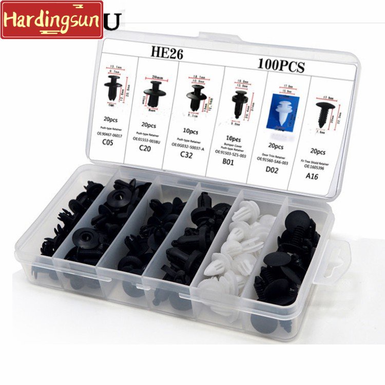 Set 100 Đinh Tán Phụ Tùng Cao Cấp Cho Xe Ô Tô toyota honda Perodua proton Myvi Viva Axia