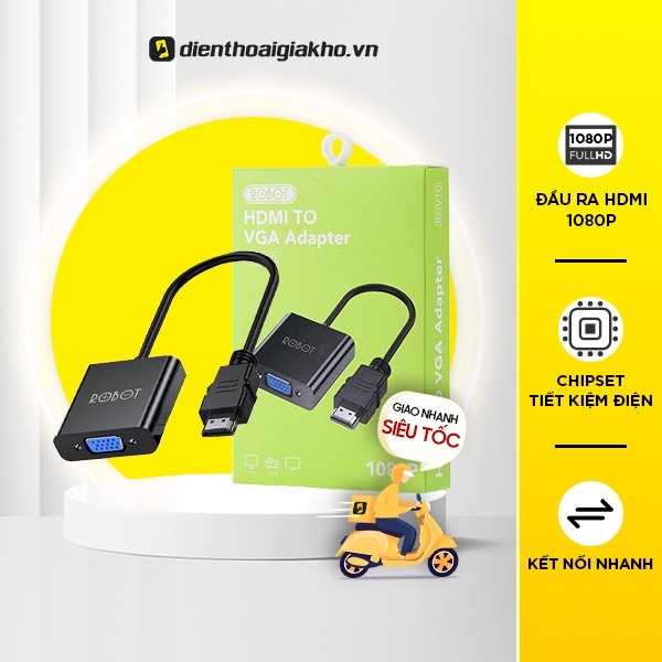HUB Chuyển Đổi Cổng HDMI Sang Cổng VGA ROBOT RHV10 Hỗ Trợ Độ Phân Giải 1080P Full HD