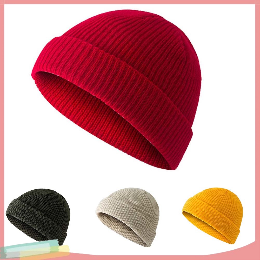 Mũ Len Tròn Trùm Đầu Nhiều Màu Trơn Phong Cách Thủy Thủ Cá Tính Cho Nam Nữ