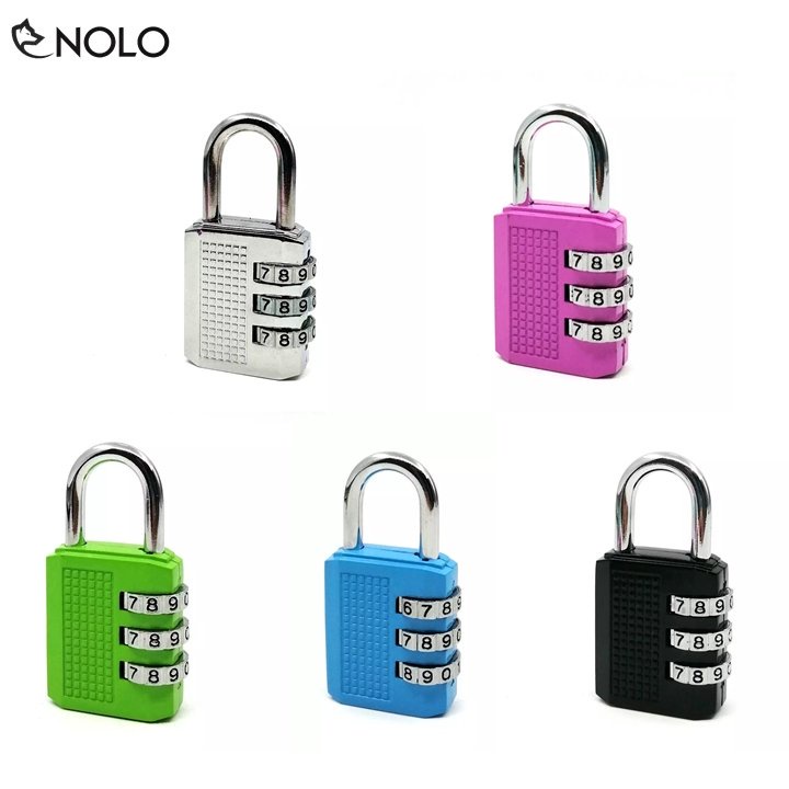 Combo 2 Ổ Khóa Mini 3 Số Dùng Khóa Tủ Sắt Balo Vali Cửa Phòng Chất Liệu Hợp Kim Chịu Lực Đường Kính Càng Khóa 4m