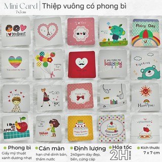 Thiệp vuông phong bì | minn meow mini card viết lời nhắn lời chúc mừng sinh nhật tình yêu kỷ niệm người yêu bạn bè