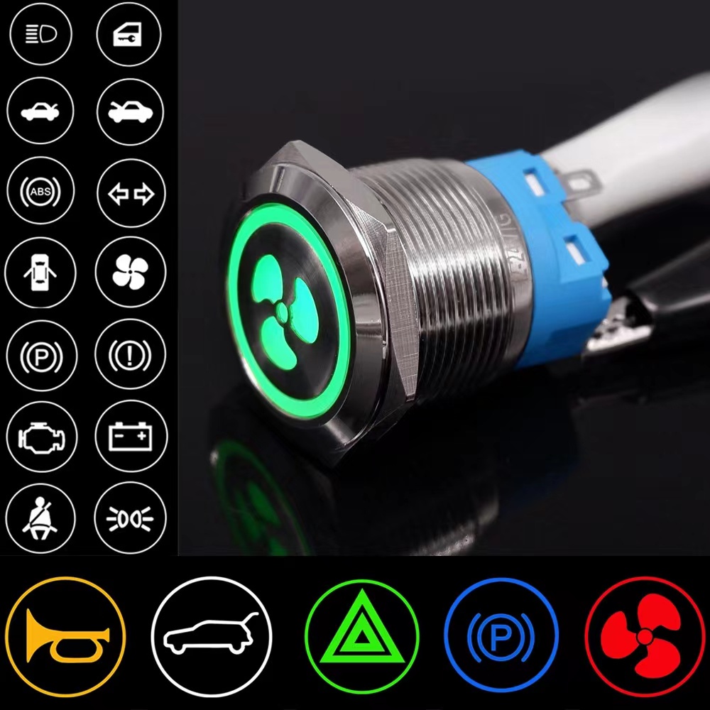Công Tắc Nút Nhấn Kim Loại 16mm / 19mm / 22mm 12v 24v 6v 220v 24v 36v 48v 110-220v