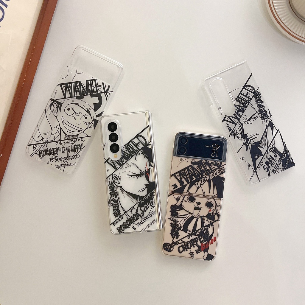 Ốp Điện Thoại PC Cứng Trong Suốt Chống Sốc In Hoạt Hình One Piece Cho Samsung Galaxy Z Flip 3 5G Z Flip 4 Flip3 fold 4