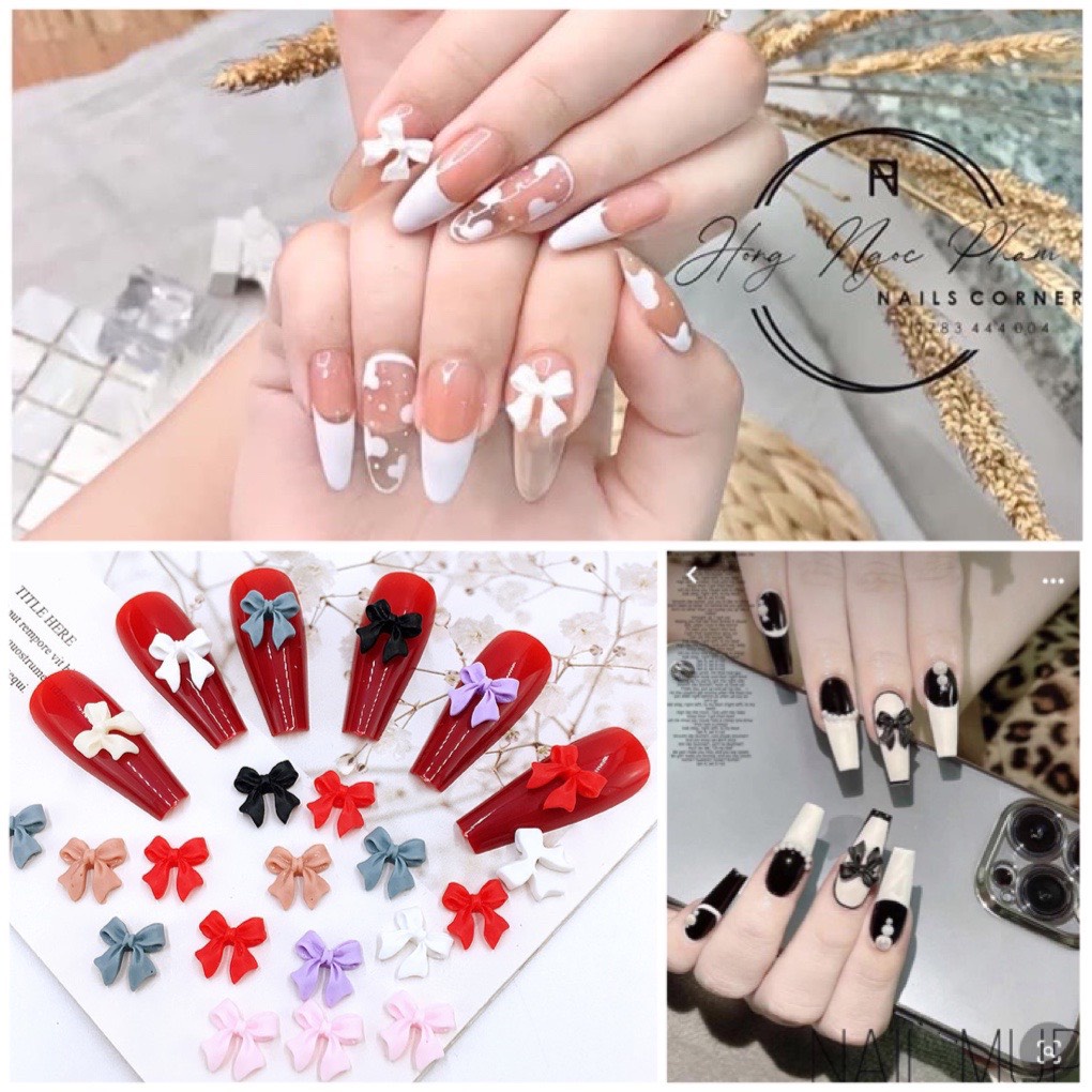 charm đính móng - charm nơ nhựa