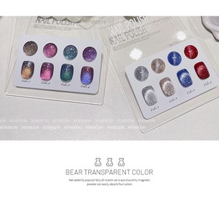 Sơn gel mắt mèo nhũ flash set 4 chai vendeeni tặng kèm bảng màu
