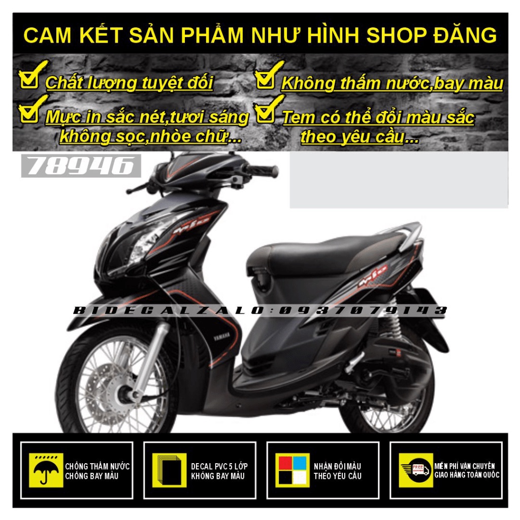 TEM RỜI MIO Z THÁI XÁM ĐEN - BI DECAL