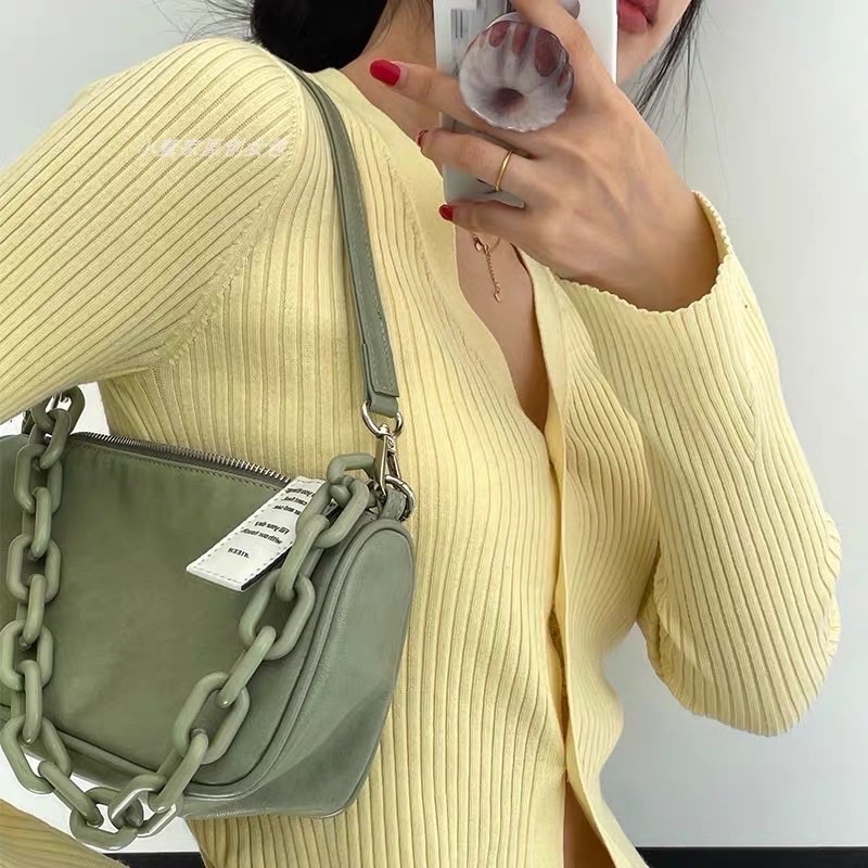 Túi xách đeo vai NIEEH màu xanh bơ giống Jennie BLACKPINK