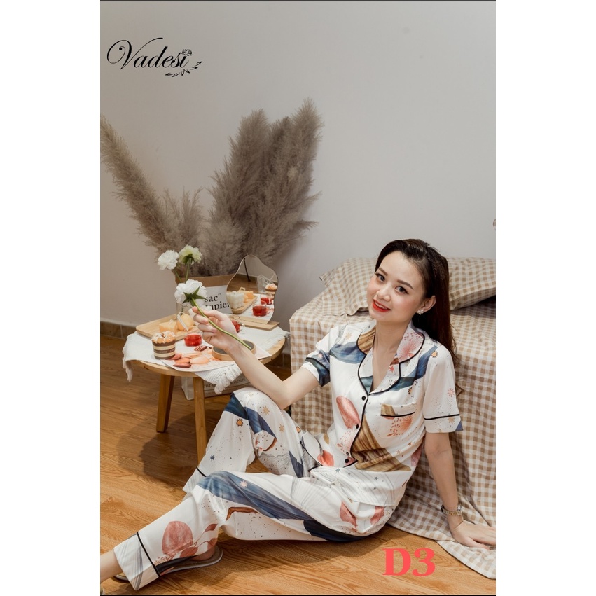 Đồ Bộ Pijama VADESI Dài Cộc Nhiều Họa Tiết Lụa Cao Cấp Thoáng Mềm Mượt Form sang trọng