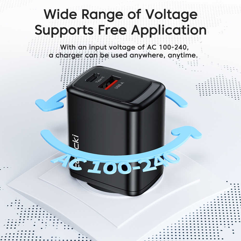 Cốc sạc nhanh TOOCKI hai cổng USB QC3.0 PD 20W USB C mini chuyên dụng