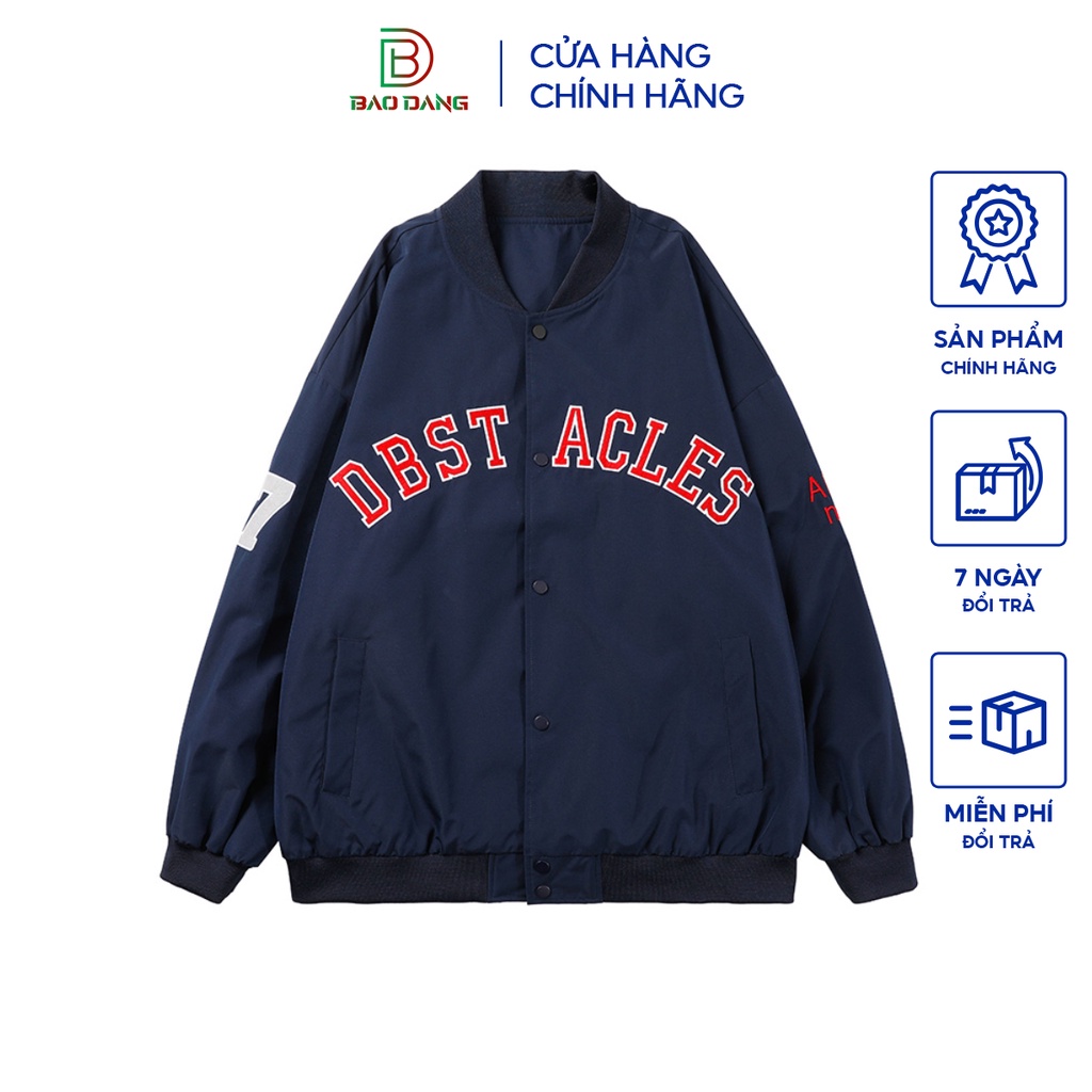 Áo khoác bomber dù 2 lớp học sinh from rộng unisex họa tiết số 17 phong cách cool ngầu mẫu mới 2023 Bảo Đăng