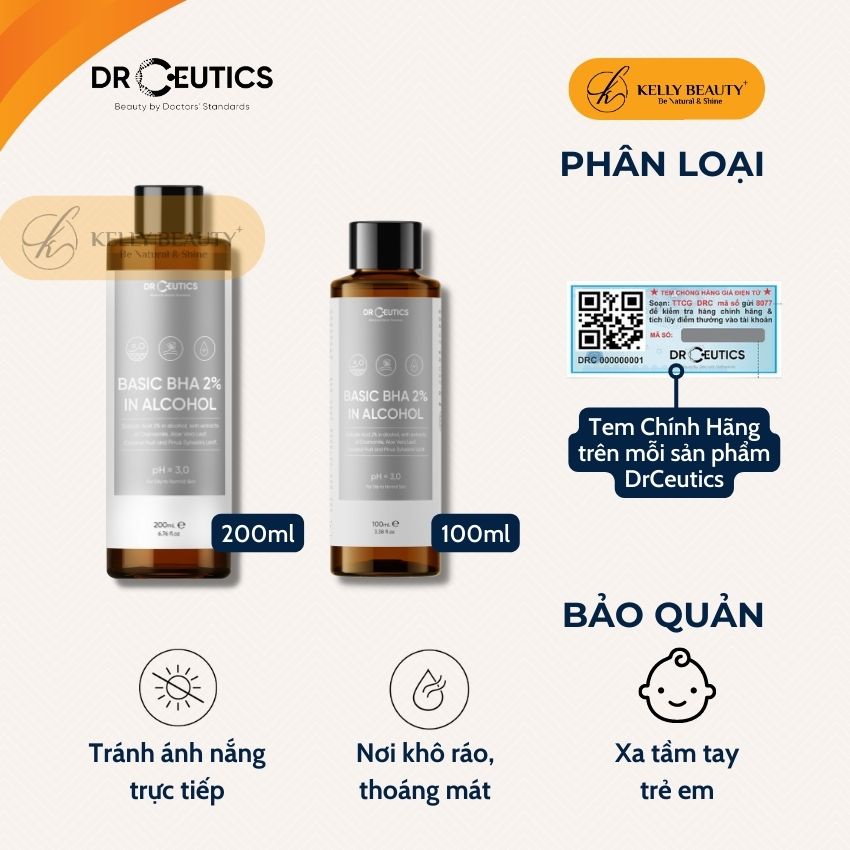 Basic BHA 2% In Alcohol DrCeutics - Loại Bỏ Tế Bào Chết, Thoáng Lỗ Chân Lông, Giảm Mụn, Ngừa Mụn Tái Phát | Kelly Beauty | BigBuy360 - bigbuy360.vn