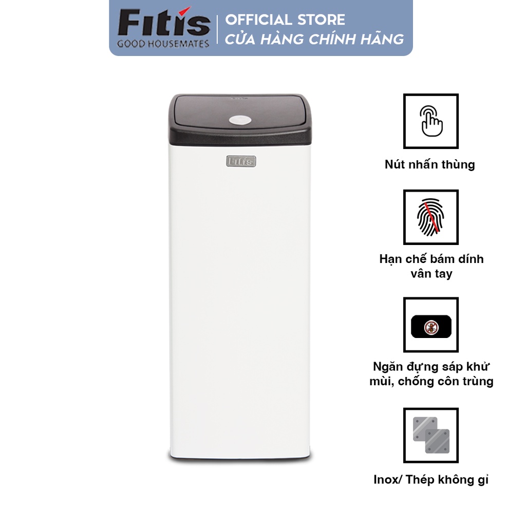 Thùng rác Fitis Premium - Nhấn vuông lớn - 22L