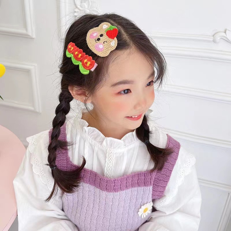 Set 10 Kẹp Tóc Đính Nơ / Gấu Bông Dễ Thương Cho Bé Gái