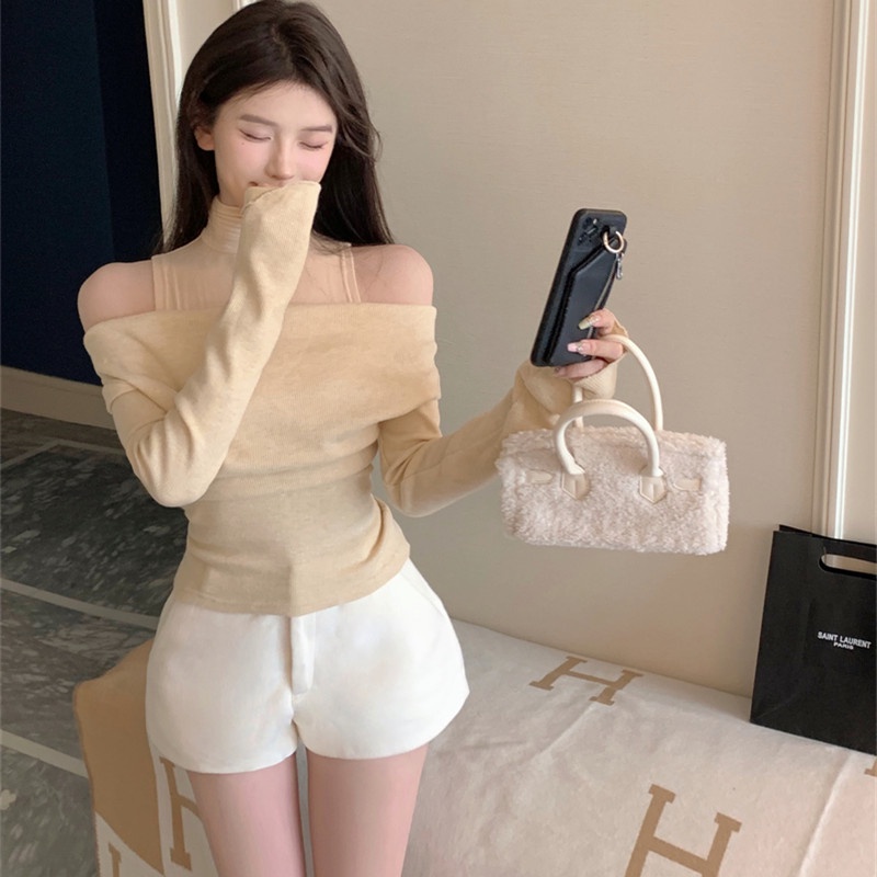 Áo Nữ Tay Dài Hở Vai Thời Trang Thu Đông Gợi Cảm