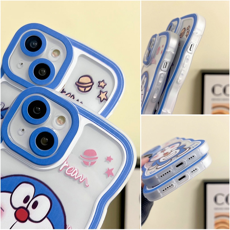 Cartoon Casing Realme C35 Narzo 50A Prime C21Y C25Y C21 C17 7i C15 C12 C25 C25S 20 30A C20 C11 2020 2021 8i 8 Pro 4G 5G 5 5i 5s 6i 2 U1 Cute Waves Edge Doraemon Clear Soft Phone Case Fine Hole Airbag Shockproof Protection Full Back Cover HNB 01