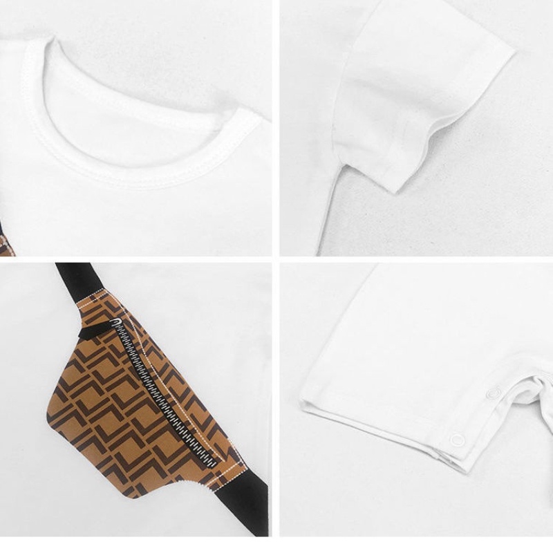 Áo liền quần vải cotton in hình hoạt hình thiết kế ngắn tay dành cho bé