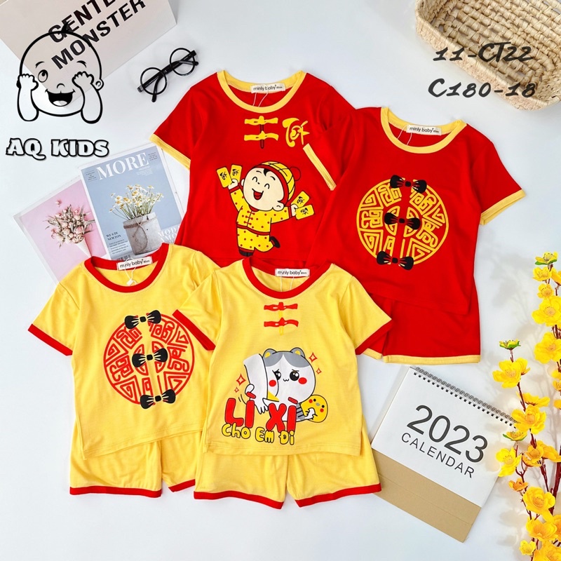 Bộ cộc tay TẾT chất thun lạnh Minky Mom cho bé trai bé gái