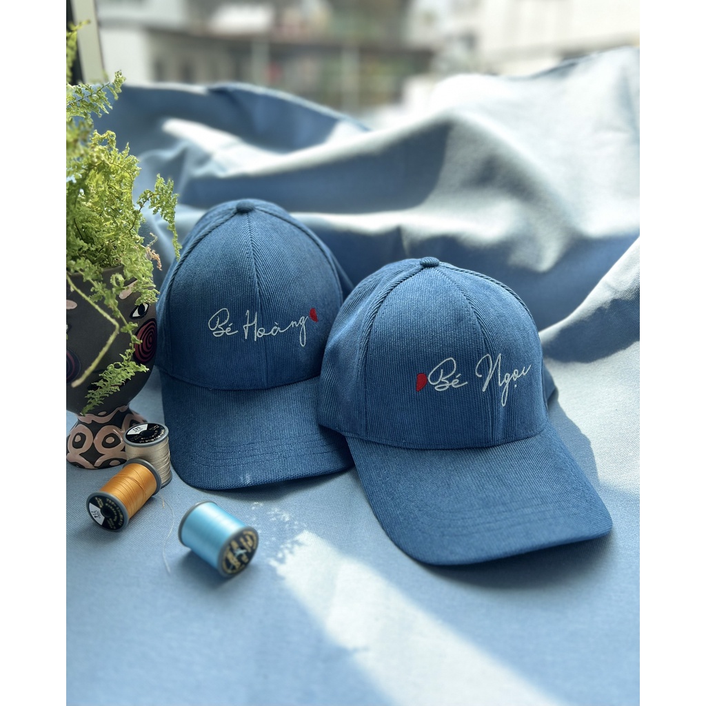 2 Nón lưỡi trai, THÊU TÊN CẶP ĐÔI - THÊU TÊN GIA ĐÌNH _ Nón TEAM chất vải nhung mịn đẹp, màu trẻ trung, năng động