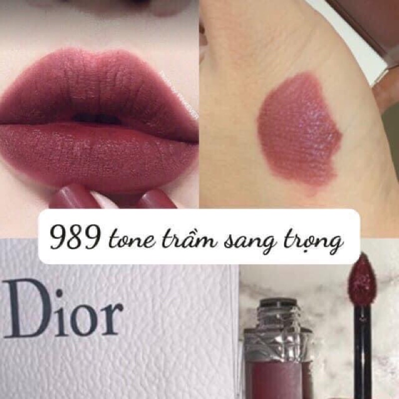 Son Kem DIOR tester unbox không tem đáy màu 989 Tím Mận