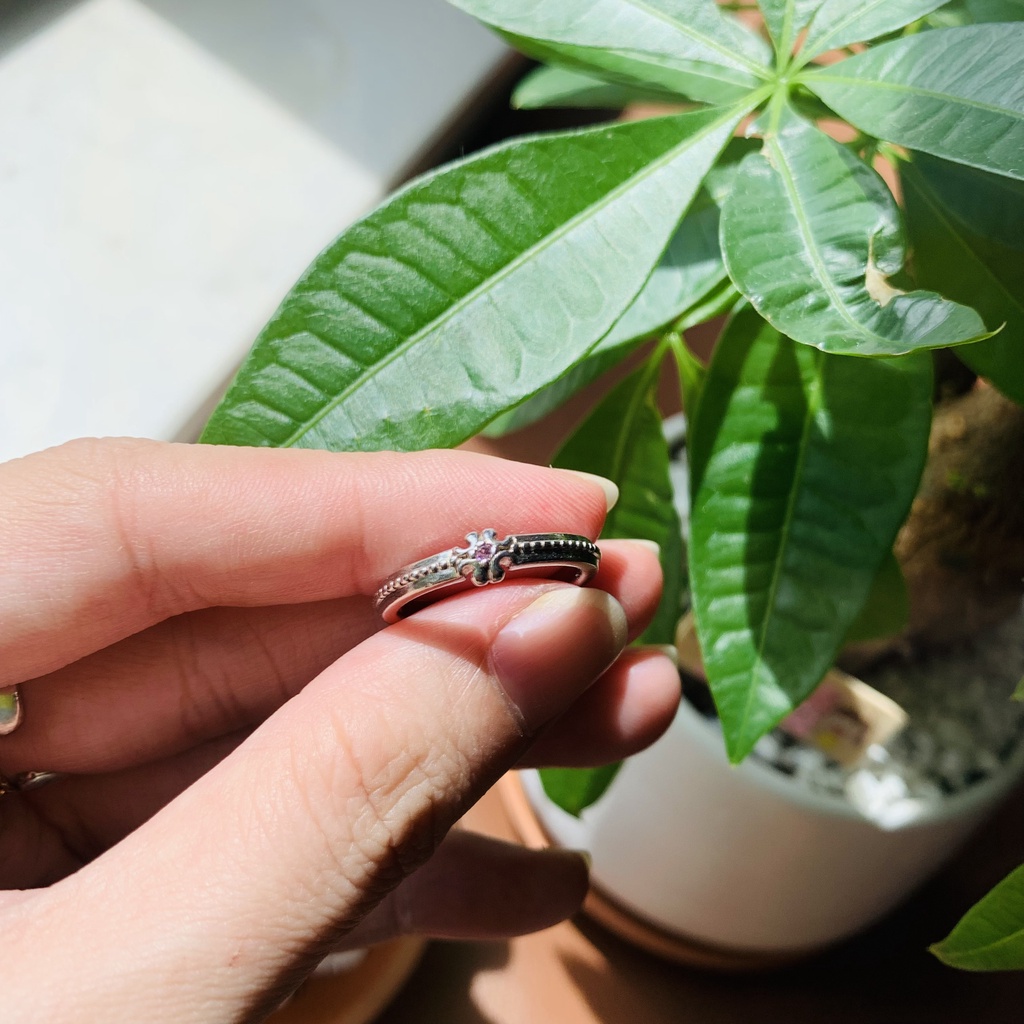 N14H.179 Nhẫn bạc S.aphire Hồng siêu vintage