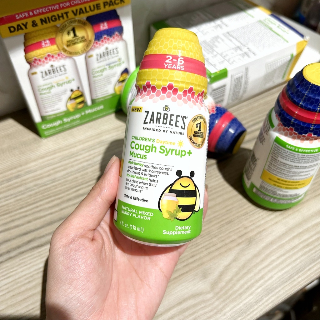 Siro ho tiêu đờm Zarbee’s Cough Syrup Mucus 118ml cho bé từ 2-6 tuổi