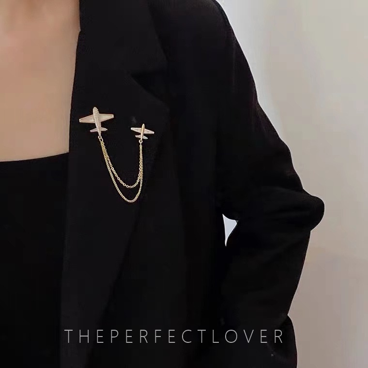 Ghim Cài Áo Hình Vỏ Sò / Máy Bay Đính Đá Zircon Thời Trang Dễ Phối Đồ